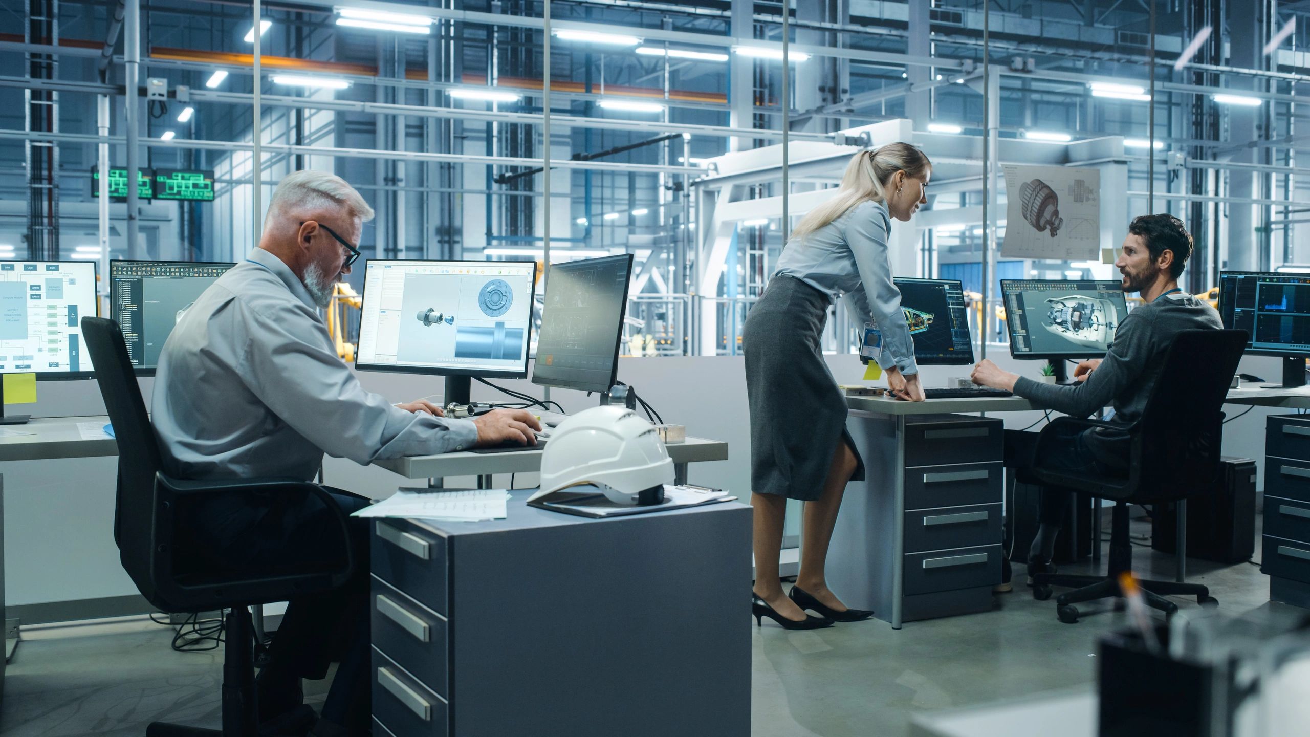 Logistics coordinator collaborating in a tech workspace