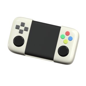 Compact digital gaming console with handheld-style controls on clean background
