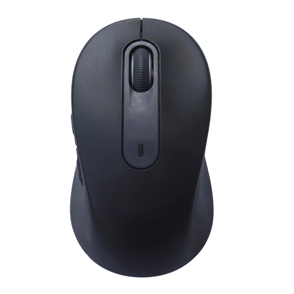 Precision wireless gaming mouse with ergonomic black design on clean background